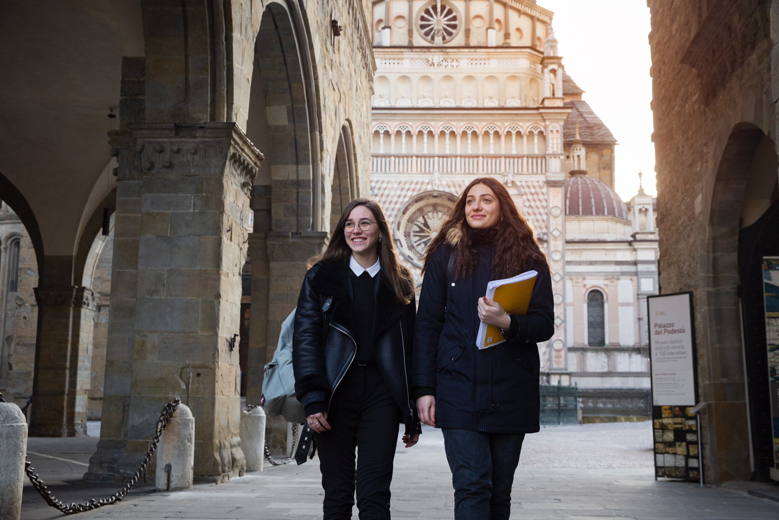 Students wandering around the city
